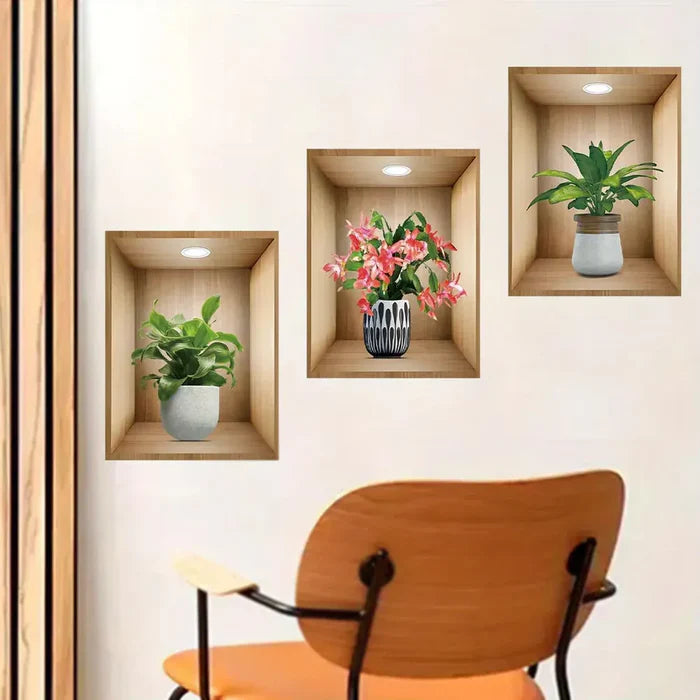 3D wall plant stickers (cleanable) (pack of 3)